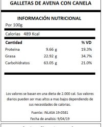 TABLA GALLETAS DE AVENA CON CANELA