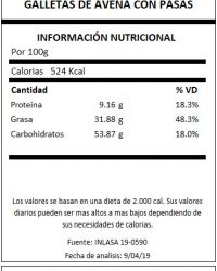 TABLA GALLETAS DE AVENA CON PASAS