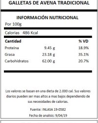 TABLA GALLETAS DE AVENA TRADICIONAL