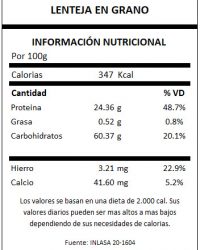 TABLA LENTEJA EN GRANO